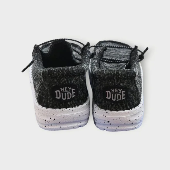 Hey Dude Wally Stretch Toddler Shoes Sz 8 Black White Lace Up Round Toe Sneakers - Picture 4 of 8